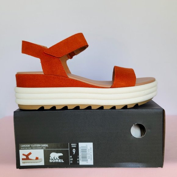 SOREL Cameron Flatform Suede Sports Sandals-Desert Sun- Women’s US Size 9 ⭐ - Picture 16 of 16